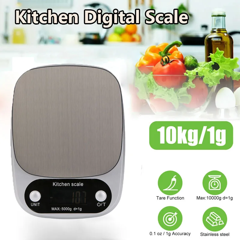 5/10Kg Digital Kitchen Scales Stainless Steel Food Scale Cooking for High Precision Smart Electronic Scale Kitchen Accessories