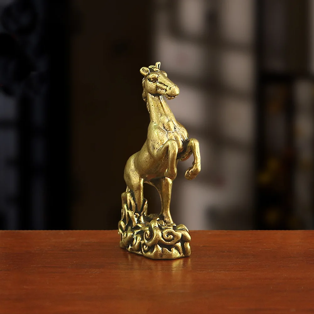 Vintage Messing-Pferdefigur auf Glückswolken, Glücksbringer für Erfolg, Feng-Shui-Heimdekoration, Sammlerstücke, Einweihungsgeschenk – Detail 5