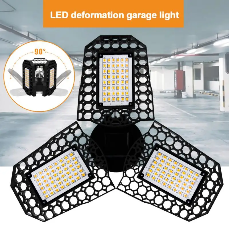 Deformable Bulb Industrial Lighting 3000k/6000k Adjustable 3 Panels 40/60/80w For Shop/storage/warehouse Led Garage Light Hot