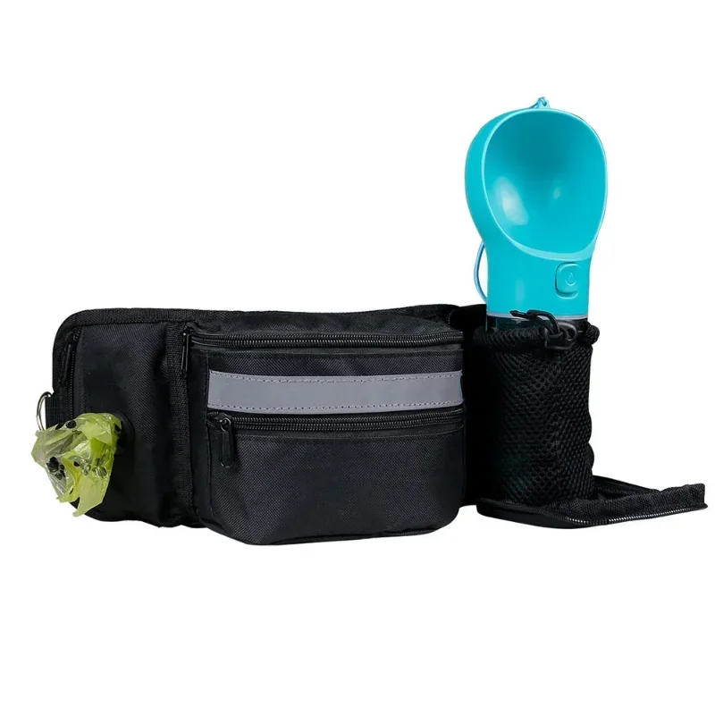 Portable Dog Treat Bag Dog Training Pouch with Hidden Water Bottle Holder Poop Bag Dispenser Waist Bags Pet Treat Snack Bag