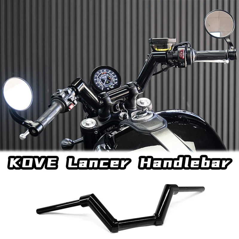 

KOVE Lancer Motorcycle Gloss Black Handlebar Sharp Sheep Horn Style Ape Hangers Made of Durable Aluminium Alloy