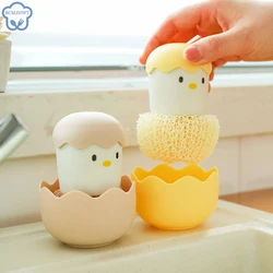 Cute Egg Kitchen Cleaning Brush Silicone Dishwashing Brush Fruit Vegetable Cleaning Brushes Pot Pan Sponge Scouring Pads