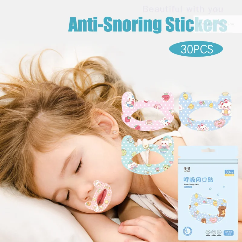 30Pcs/Box Anti-Snoring Stickers For Children Sleep Closed-mouth Stickers Breathing Correction Patch Shut Up Patch Orthosis Tape