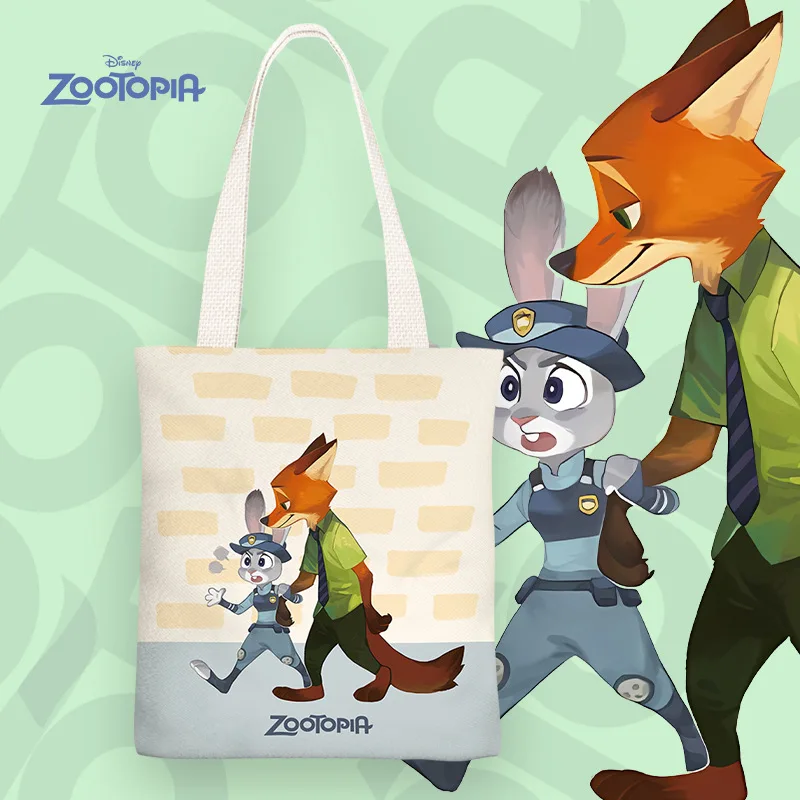 Zootopia2 수납 가방 귀여운 어린이용 캔버스 가방 만화 애니메이션 주변 장난감 핸드백 패셔너블 시티 백 내구성 있는 토트백