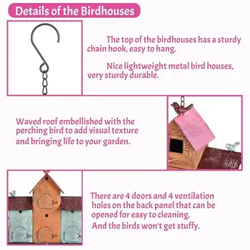 大型戶外懸掛金屬鳥屋,附5個隔間供鳥類築巢,經久耐用,色彩鮮豔 10 最佳銷售 鳥巢 - №8