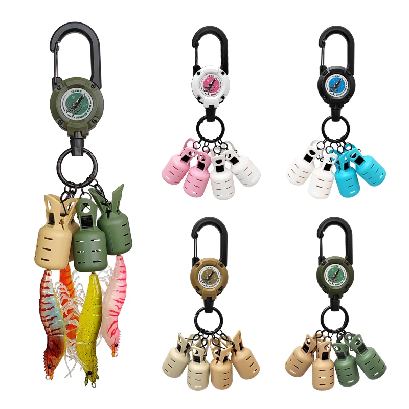 4pcs Telescopic Squid Jig Bait Buckle Protective Kit Cover EGI Hook Cover Octopus Cuttlefish Hook Safety With Carabiner Tackle