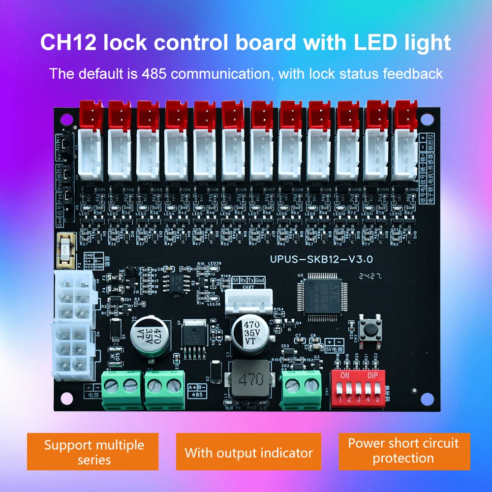 12CH 12V/24V RS485 Smart electronic cabinet Lock Control board Smart locker Storage Cabinet controller