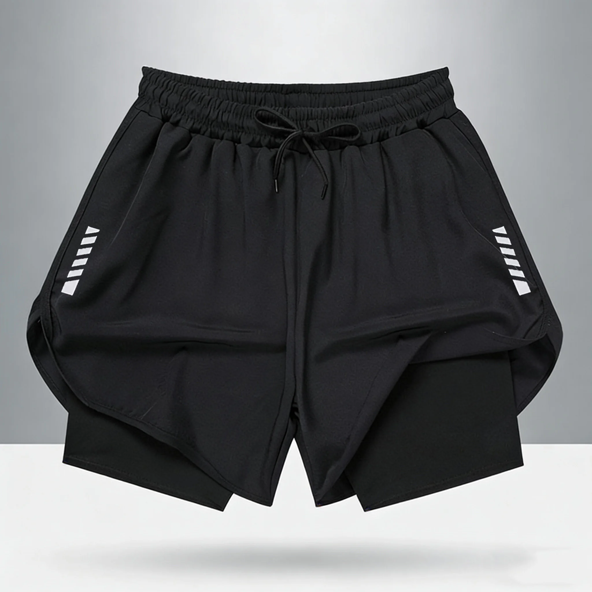 

2026 Men's 2-in-1 Running Shorts GYM Warriors Print Quick Dry Breathable Athletic Shorts with Liner Workout Training Gym Shorts