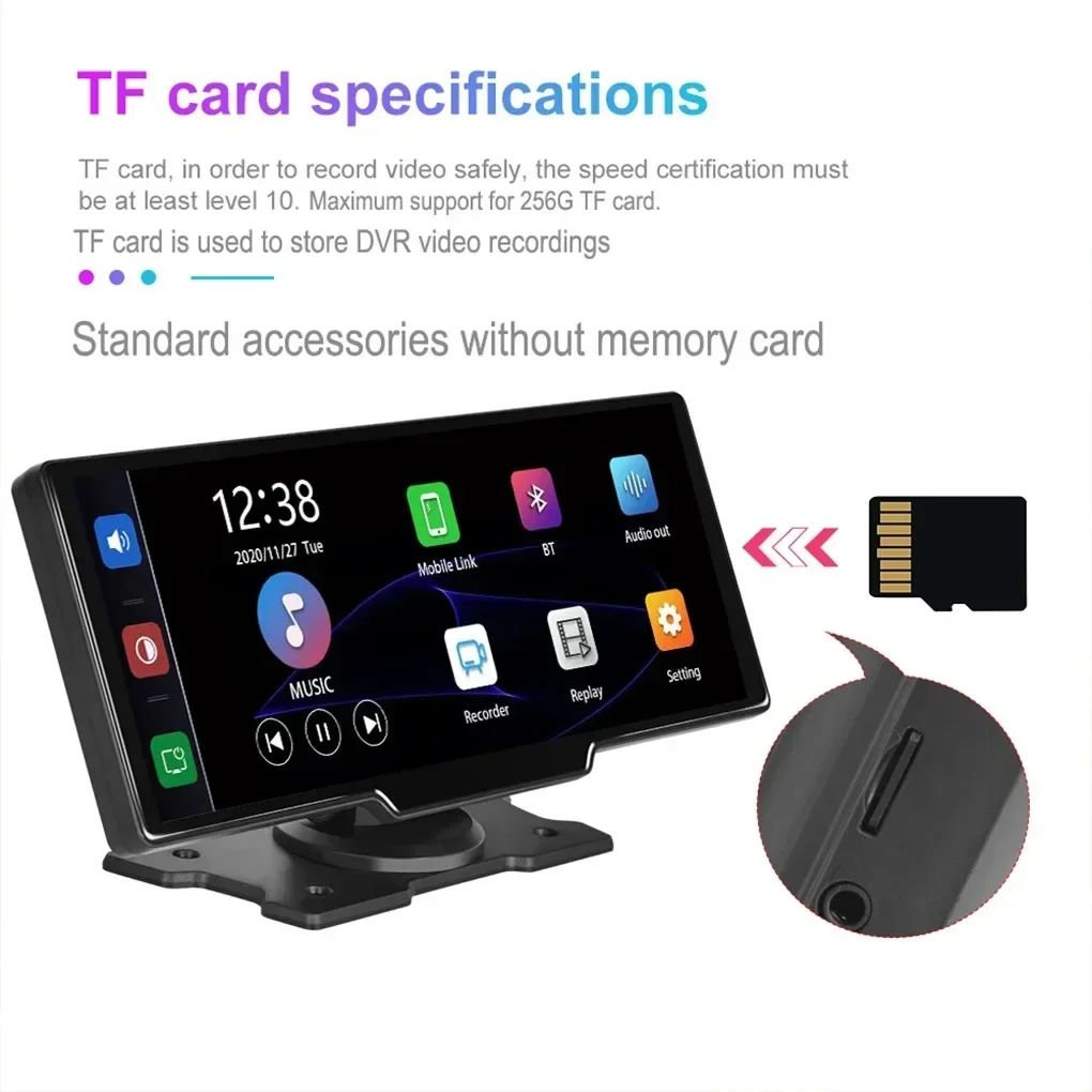 Best 10.26inch Universal Portable Wireless Carplay Dvr Display Android Auto Screen Plug And Play Touch Screen Dashcam 2 Lenses