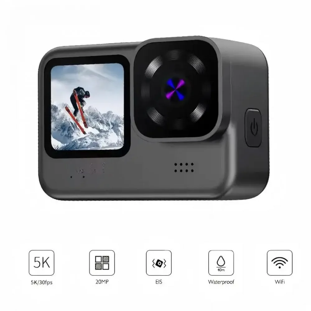 4K High-Definition Action Camera 5K 30Hz | Dual Color Screen | Image Stabilization | Body Waterproof 5m 1200Mah /Remote Control