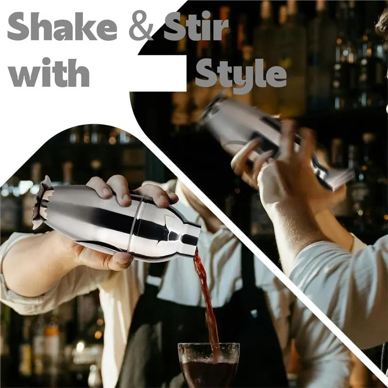 [NEWA08R】 Cocktail Shaker Sliver Mixer Mixology Tool Shaker