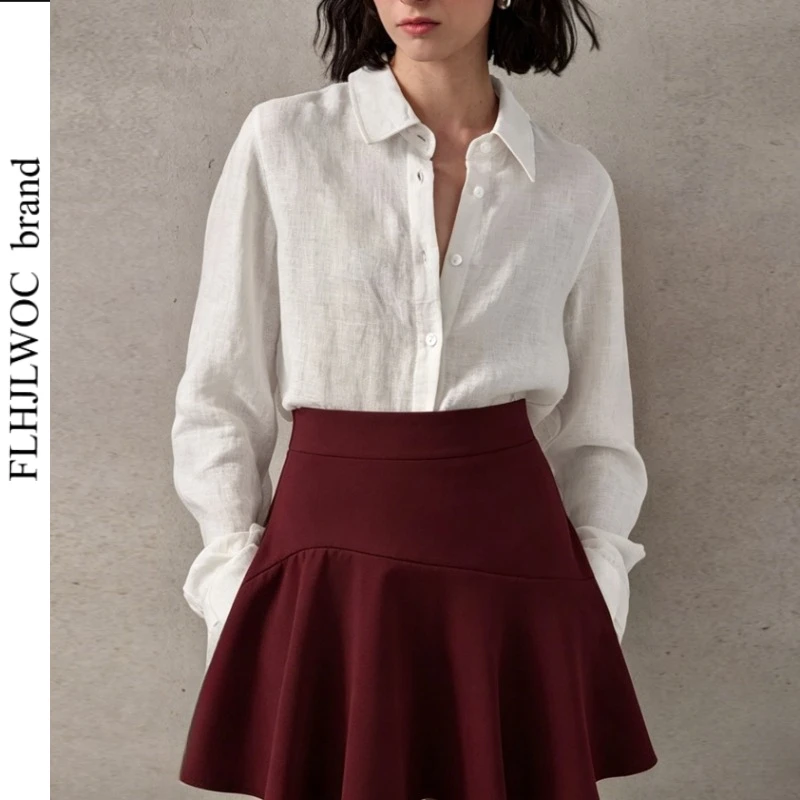 

Новая коллекция: Женская тонкая воздушная рубашка из чистого льна с длинным рукавом. Мягкая свободная блузка, удобная повседневная модель свободного кроя из хлопка и льна.