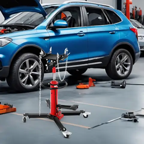 High Lift Hydraulic Telescopic Powertrain Jack – 2-Stage Adjustable Height, 1100 lbs Capacity, Heavy Duty Floor Hoist with 360° Swivel Wheels & Foot Pedal – Ideal for Garage & Automotive Repair
