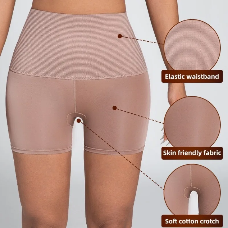 Body Pants with Enlarged Waistband Hip Lifting Elastic Compression High Waist No Trace Solid Color Flat Angle Shaping Pants Yoga