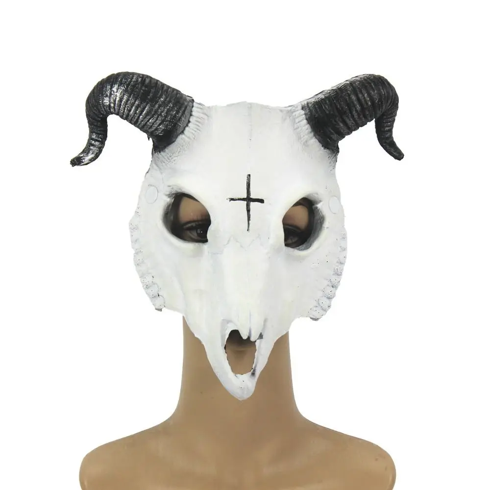 Masque de corne de chèvre d'Halloween, masque pour les yeux créatif, antilope, crâne sanglant, carnaval en PU