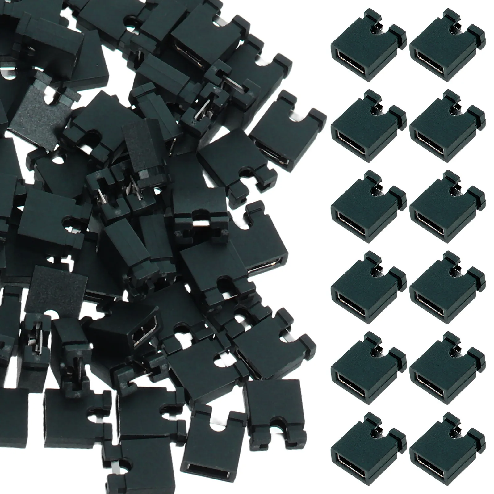 

100Pcs Black Jumper Caps 2.54mm Standard Circuit Board Shunts Pin Blocks for Prototyping Testing Electronic Projects