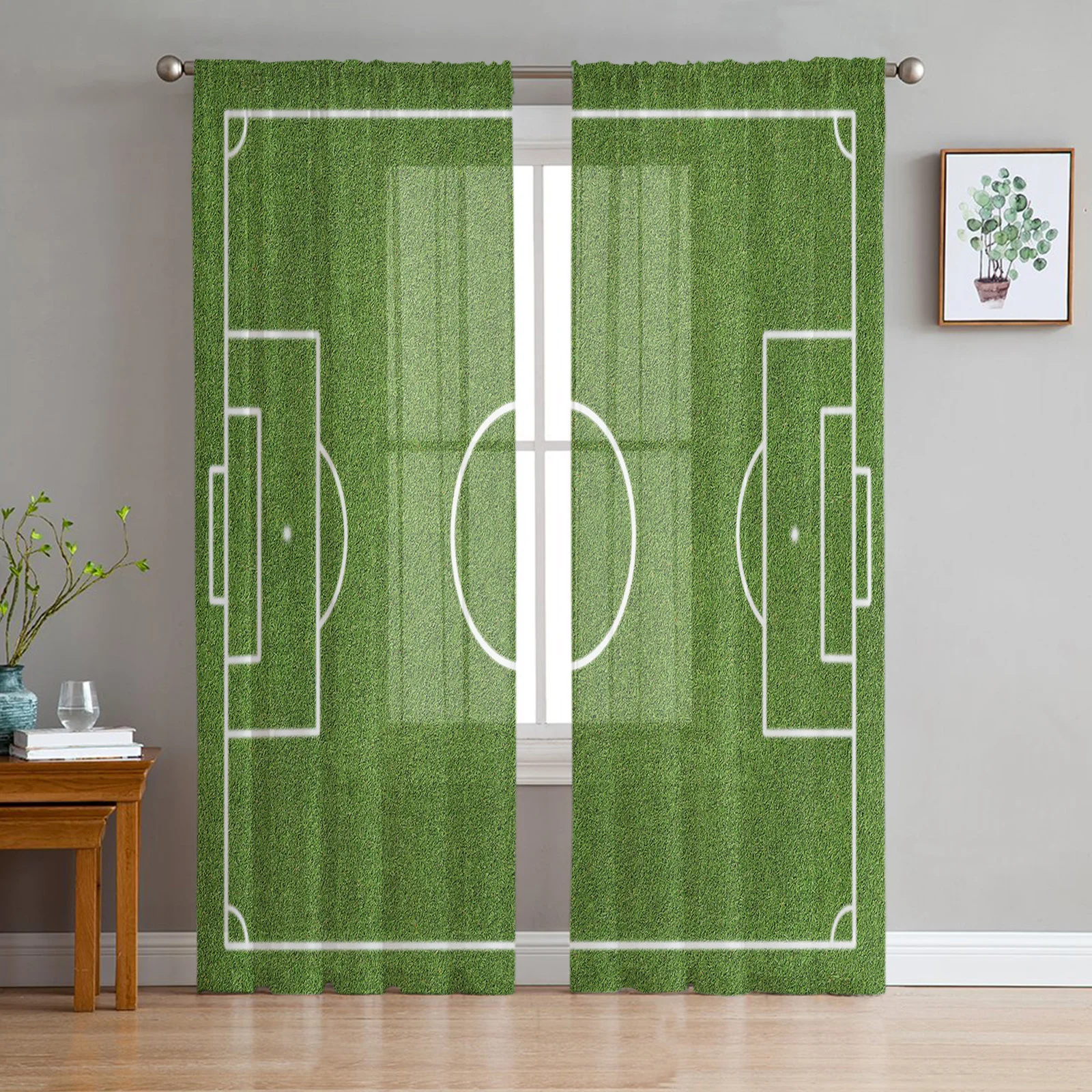 Soccer Balls Football Field Sheer Voile Curtain For Living Room Bedroom Decor Transparent Tulle Curtains Chiffon Window Curtains