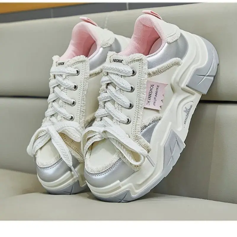 Women's Spring Autumn Thick-Soled Sports Running Shoes Casual Height-Increasing Outdoor Trendy New Jogging Dad Shoes for Youth