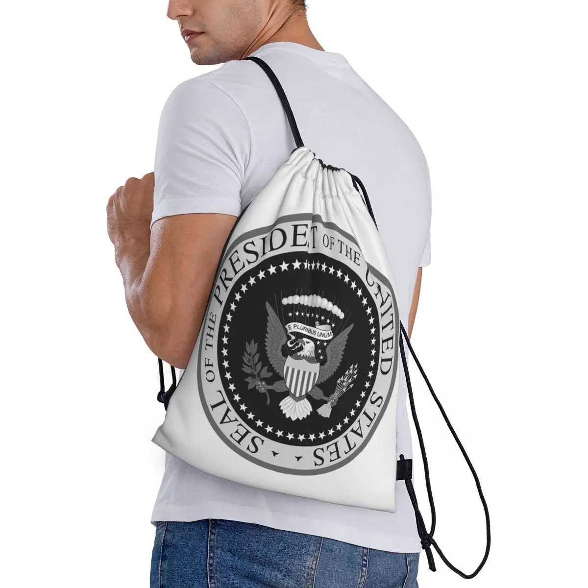Seal Of The President Of The United States Backpacks Portable Drawstring Bags Sports Bag Book Bags for Man Woman Students