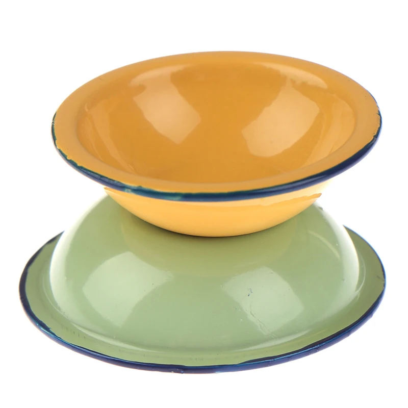 1/12 Dollhouse Miniature Accessories Mini Vintage Soup Pot Bowl Plate Simulation Model Furniture Toys For Doll House Decoration