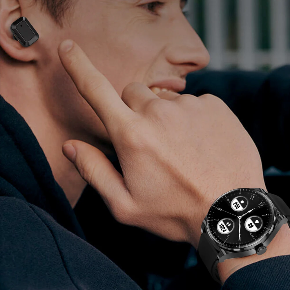 หูฟังไร้สายบลูทูธ2 in 1หูฟังอัจฉริยะ, สมาร์ทวอท์ชอัตราการเต้นของหัวใจหูฟังตัดเสียงรบกวนกีฬา