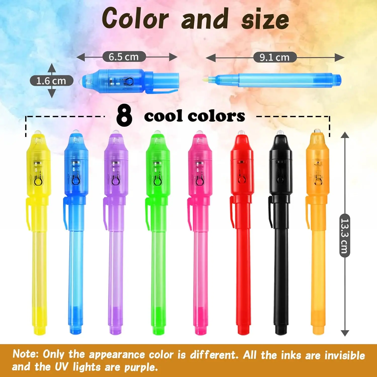 8Pcs Invisible Ink Pen Spy Pen with UV Light for Kids Magic Party Favors Magic Pens Kid Writing Secret Message Goodies Bags Toy