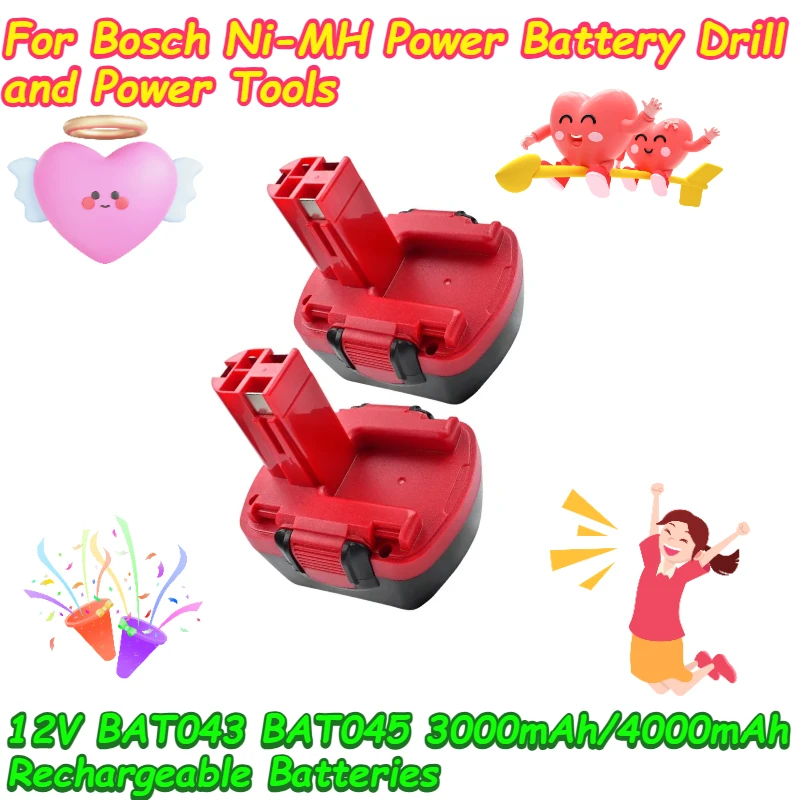 

3000mAh/4000mAh Rechargeable Batteries For Bosch 12V BAT043 BAT045 Ni-MH Power Battery Drill and Power Tools