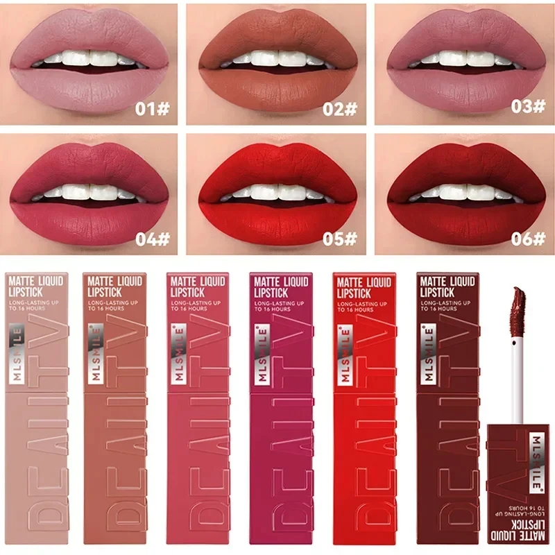 Cheap Matte Ink Liquid Lipstick Non-stick Cup Long Lasting Velvet Nude Lip Gloss Waterproof Lips Tint Waterproof Korean Make ups