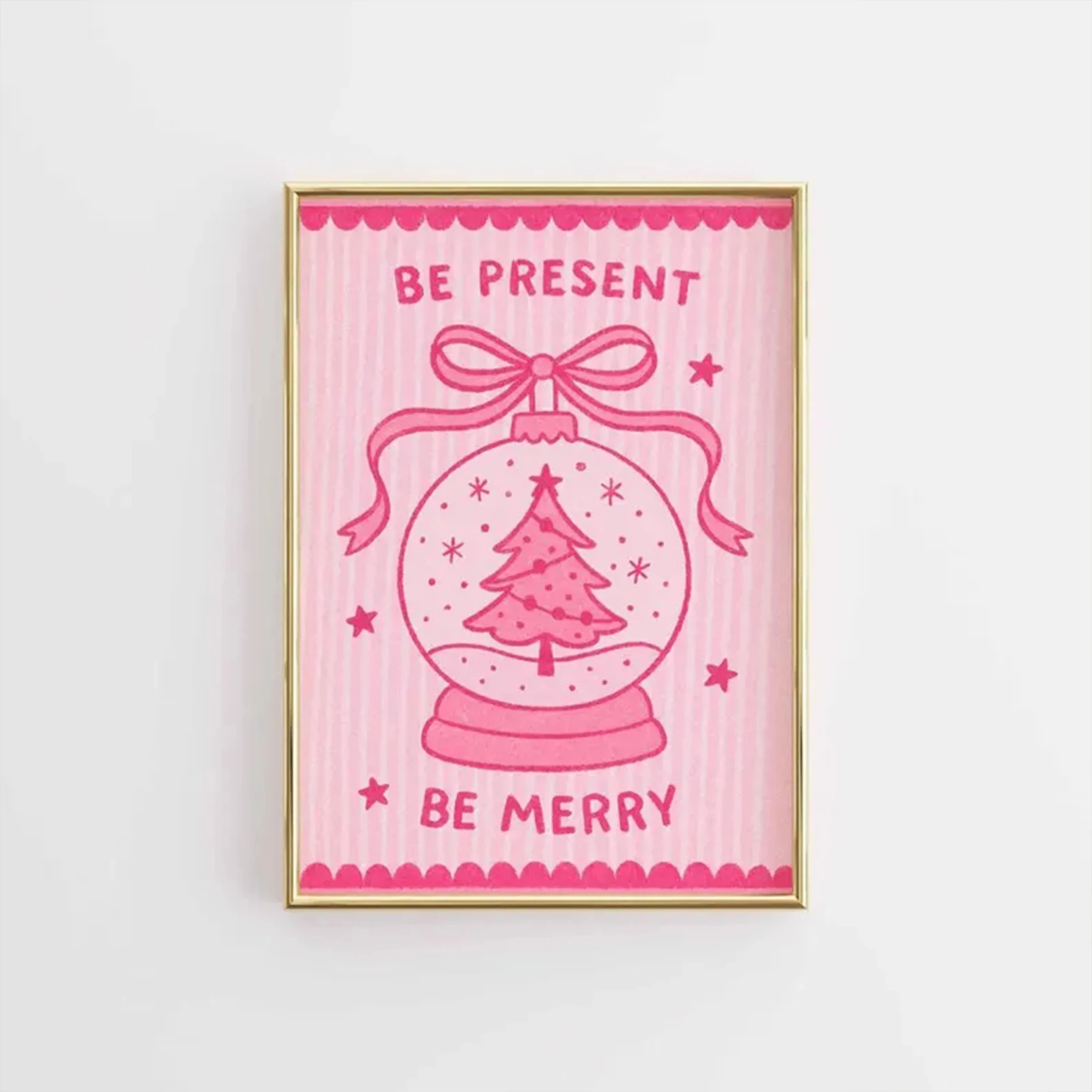 Modern Pink Christmas Snow Globe Wall Art Print Canvas Painting Poster Picture For Living Room,Bedroom Home Decor