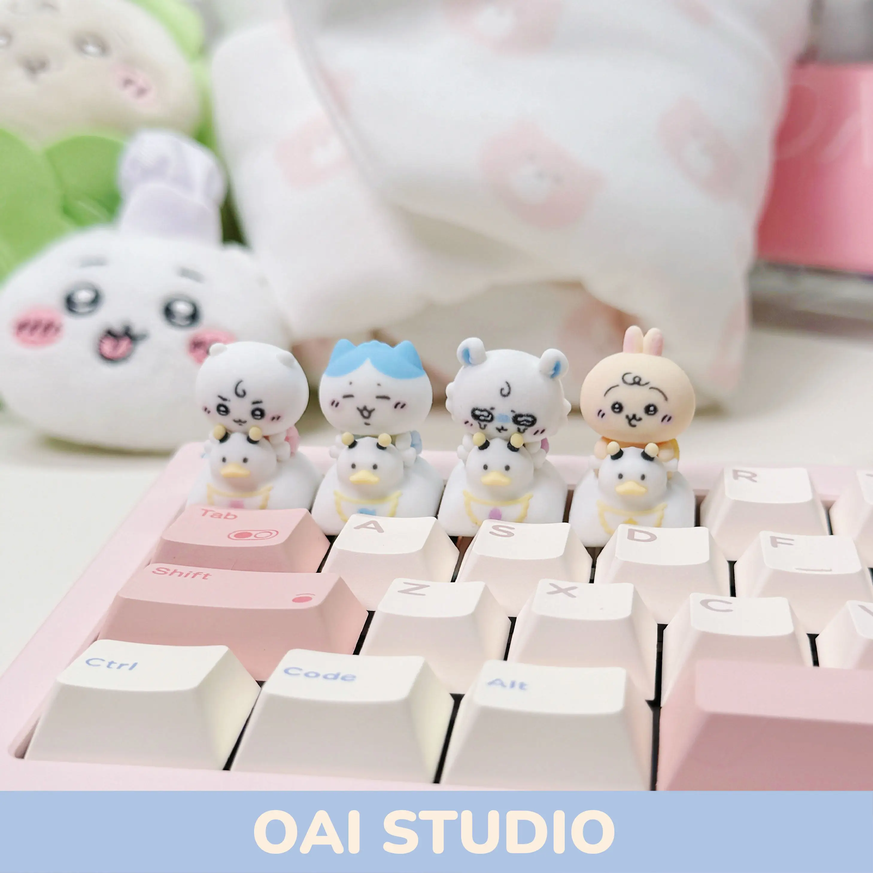 cute Momonga Chiikawa Series Q version keycaps single Cartoon Hachiware 3D Mechanical keyboard keycaps ESC Girl's Gift kawaii