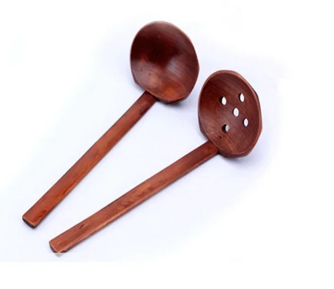 

2Pcs Wooden Spoon Japanese Ladle Ramen Spoon Long Wood Kitchen Soup Ladle Strainer Serving Spoon Set Home Restaurant Tableware