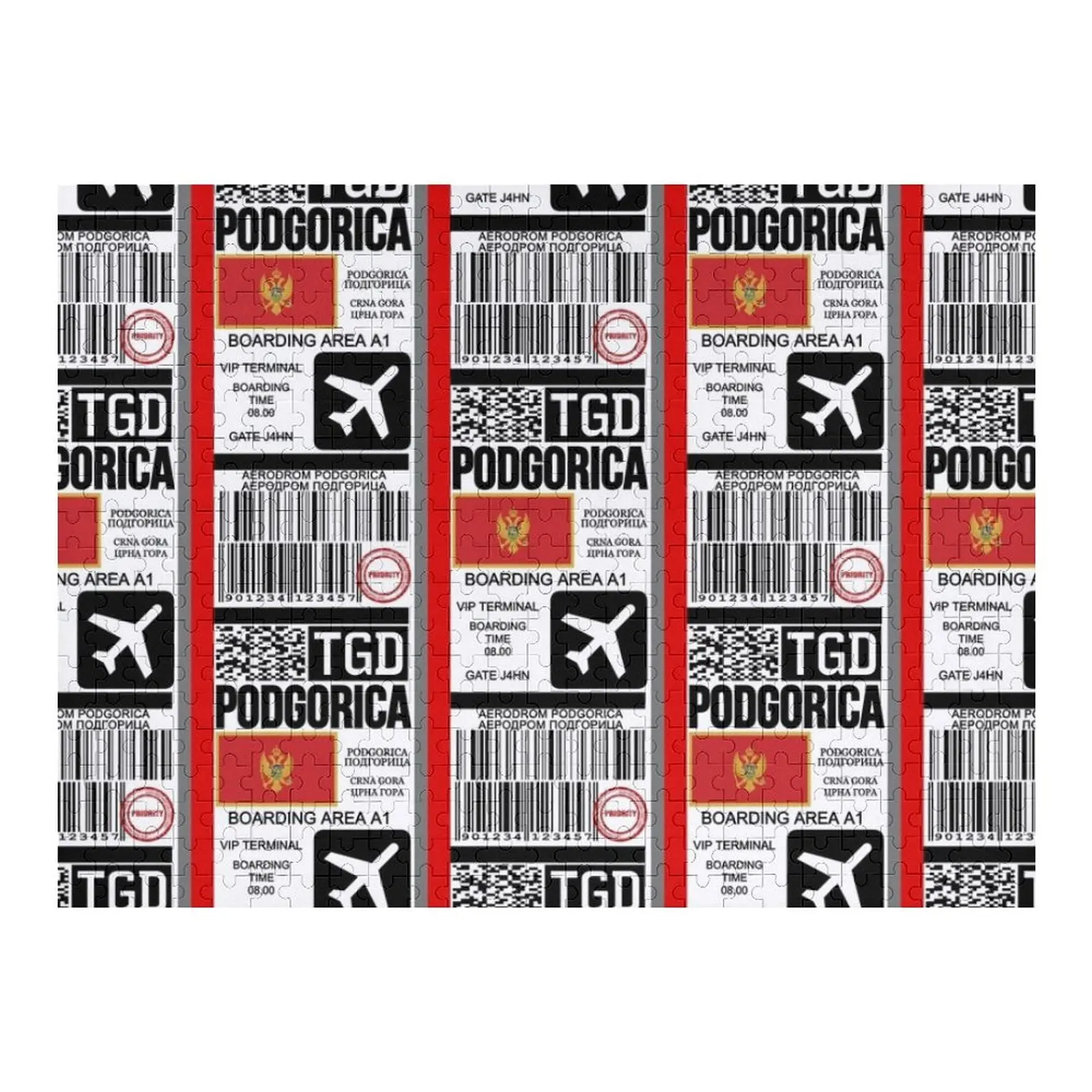 

Podgorica Montenegro travel ticket Jigsaw Puzzle Personalized Wooden Name Personalized Name For Children Puzzle