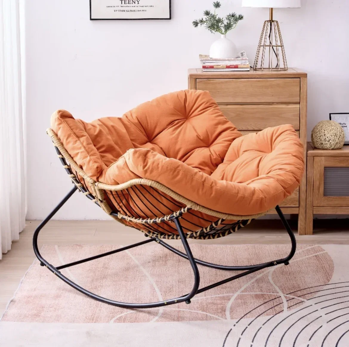 Human Bird Nest Rattan Weaving Rocking Chair Leisure Sofa Home Balcony Single Lazy Sofa Rocking Chair Rattan Chair Can Sleep