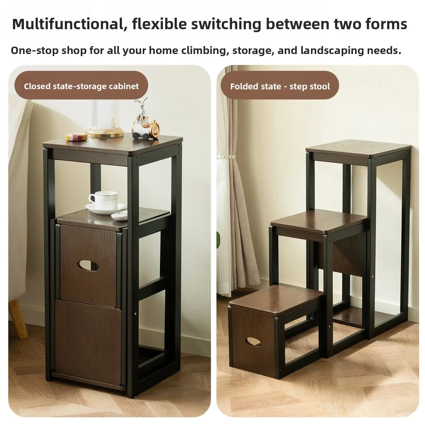 Folding three-step ladder stool, household climbing ladder stool, folding ladder, storage rack, plant rack, flower pot rack image 5