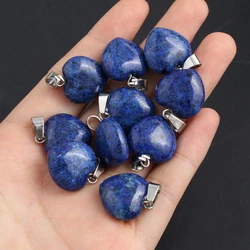 4Pcs Small Pendant Natural Stone Heart-Shaped Lapis lazuli Pendat For Jewelry Making DIY Necklace Earrings Accessory
