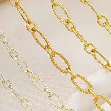 14K Gold Plated Oval Embossed Chain Length O Chain Embossed Loose Chain DIY Necklace Bracelet Jewelry Accessories Material
