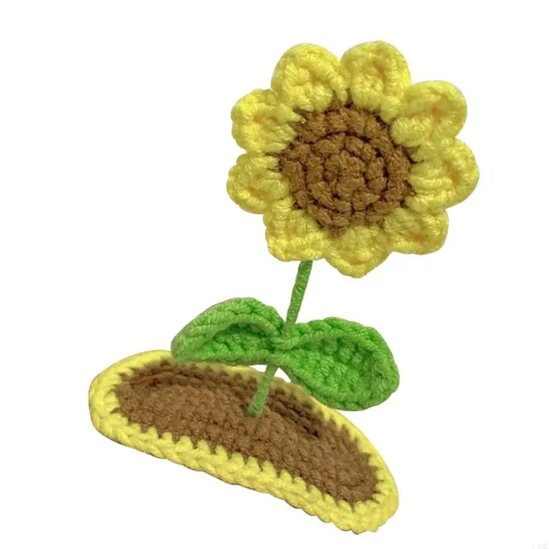 Crocheted Flat Clip Hairpin 2000s Trend Flower for Bunches Headwear L4MC