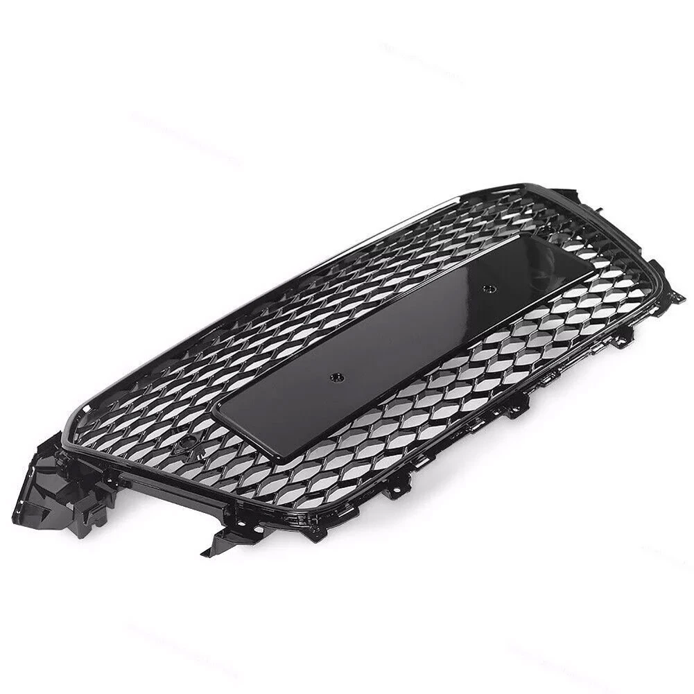 Front Bumper Grille Compatible For A4 B8PA 2013-2016 European Model Replace 8K0853651E Honeycomb Mesh Grill Grille (No Logos)