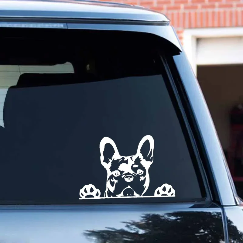 Pegatina de coche patas hacia arriba Bulldog Francés Frenchie Bully decoración de perro vinilo calcomanía reflectante láser 3D pegatinas de coche estilo de coche