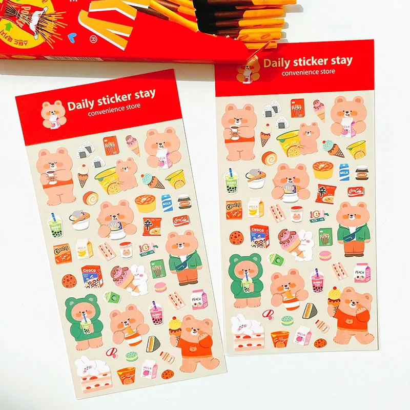 1 pc Korean Import Original BONITO Kawaii Bear Convenience Store Paper Stickers Scrapbooking Diy Journal Stationery Sticker Gift