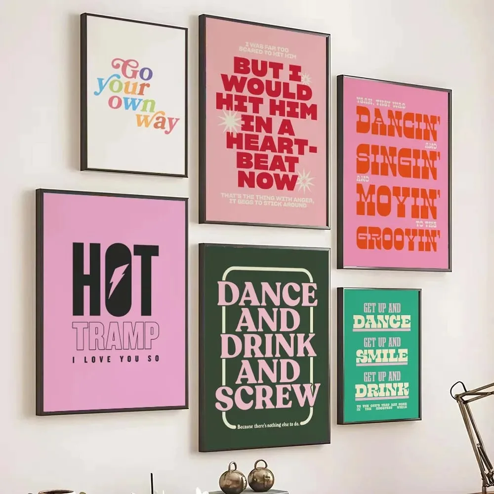 بساطتها الموسيقى الطباعة الفن الملصقات الوردي الألوان كلمات يقتبس الرسم على لوحات القماش الجدارية غرفة المعيشة ديكور المنزل