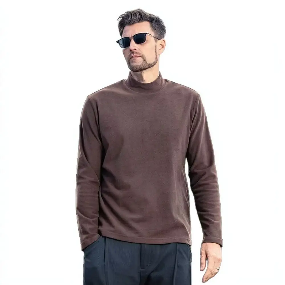 Mens Fashion Long Sleeve T Shirt Autumn Loose Pullover Solid Color Basic Crewneck Tee Casual Soft Daily Wear Style Top