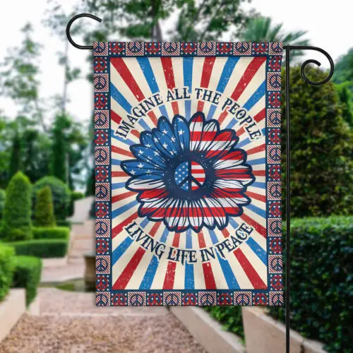 Imagine All The People Living Life In Peace Flag, America Sunflower Patriot Flag ZZU WWL IIC