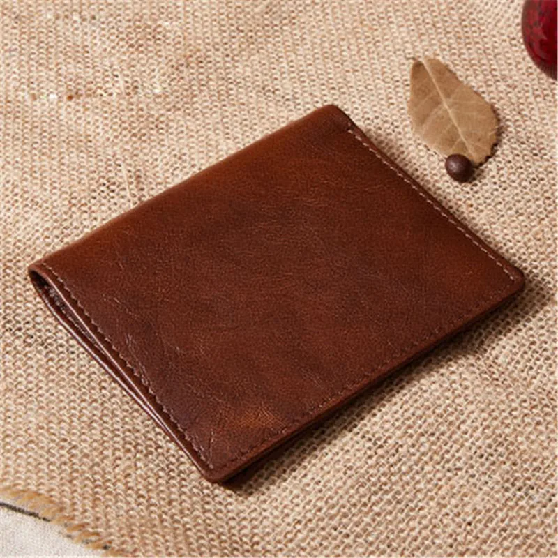 

Luxury Mens Wallet Leather Genuine Fashion Short Bifold Wallet Men Casual Soild Carteira Male Partmonee With Coin Pocket Purse