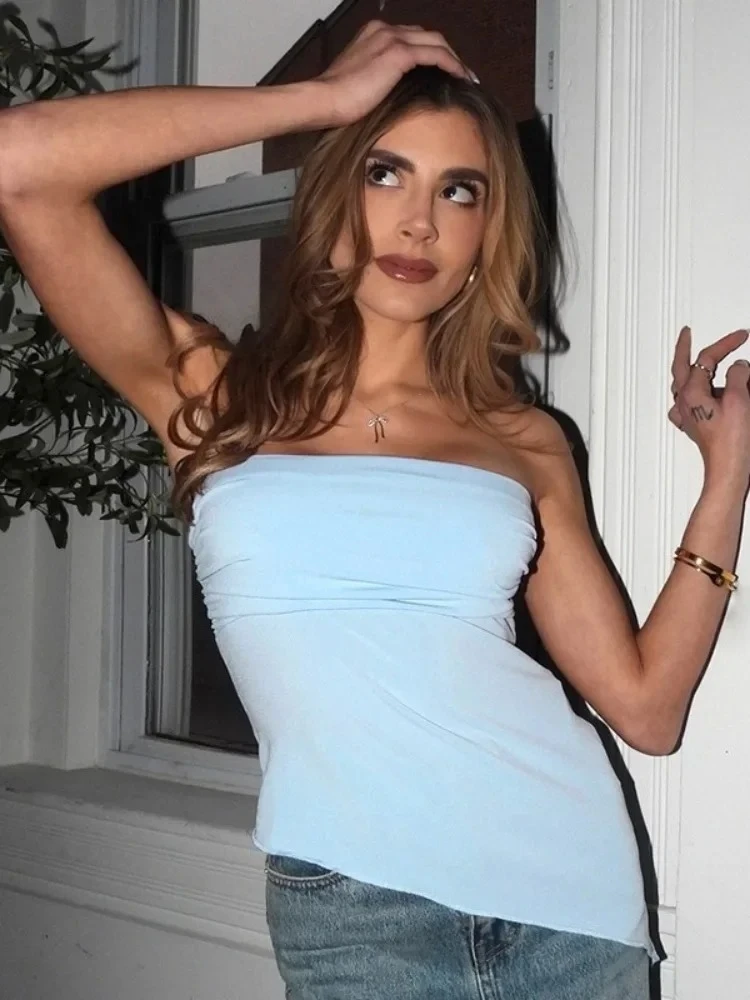 حمالة صدر بدون حمالات بلون سادة حمالة صدر غير متماثلة برقبة مائلة ملابس نسائية بوستير Lenceria Femenina ملابس الشارع