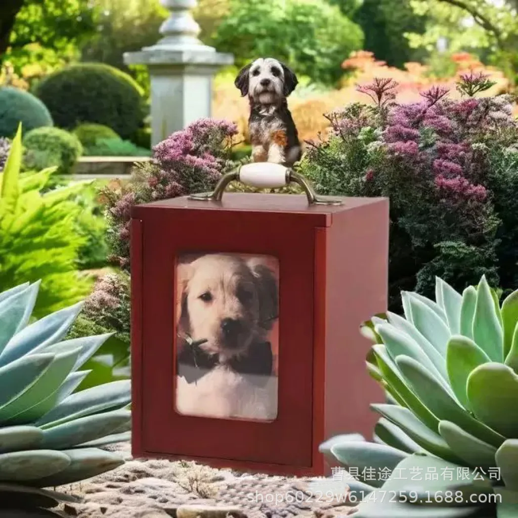 

Wooden pet urn can hold photos, cat and dog commemorative urn, funeral pet coffin commemorative box