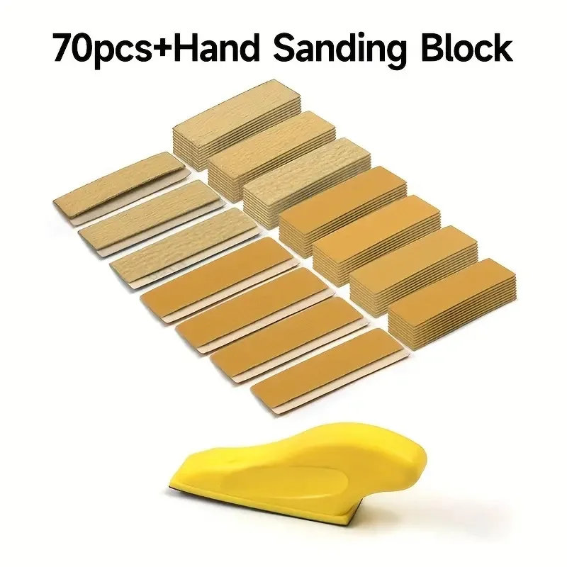 

71Pcs Micro Sander Kit 3.5 "X 1" Mini Sander and Self-Adhesive Sandpaper Backed Polishing Pad Grinding Block