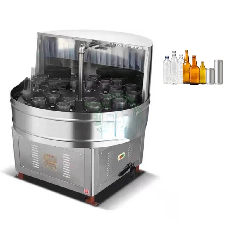 Semi-automatic small 2000bph rotating beer glass bottle 24-head water spray washing machine with heater