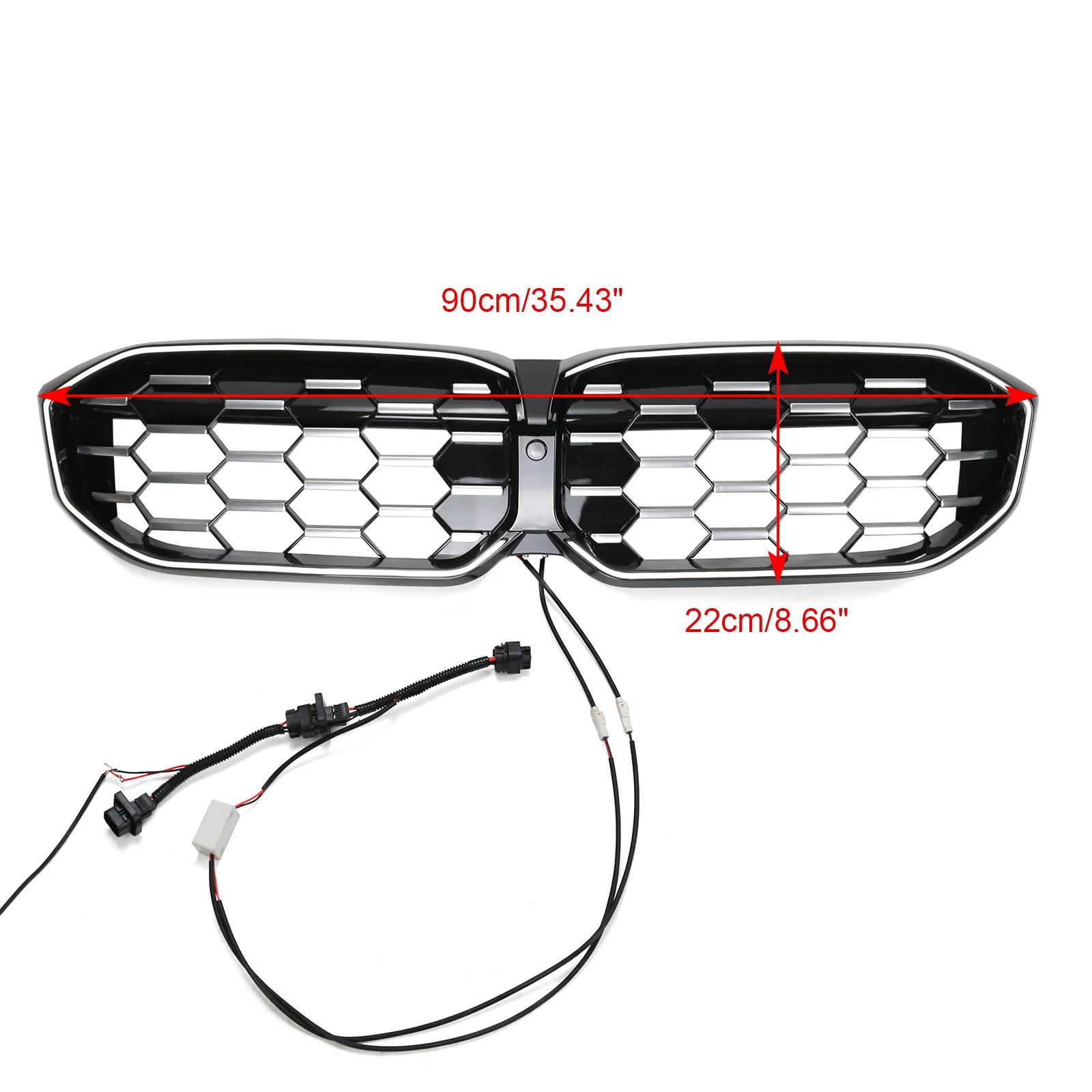 Artudatech Diamond Black Silver Front Kidney Grille Mesh Fit BMW 3 Series G20 G28 2023-2024