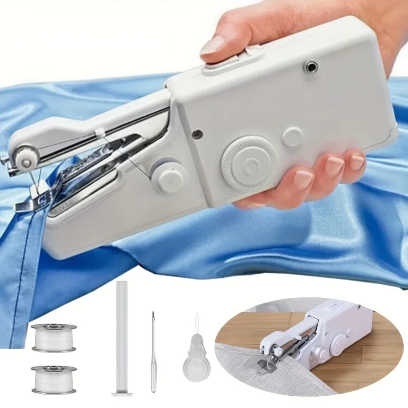 1pc Portable Mini Handheld Sewing Machine, Quick Stitch Tool for Fabric, Kids Clothing, Sewing Supplies (Battery Not Included)